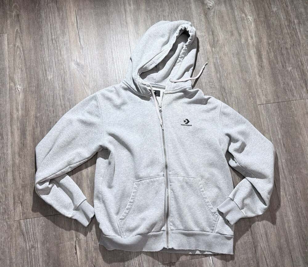 Converse Embroidered Star Chevron Full Zip Hoodie - Light Grey Heather